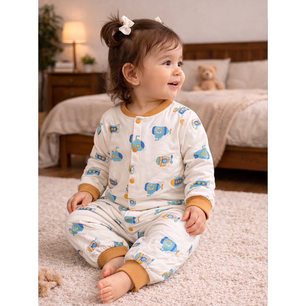Brown Submarine Full-Sleeve Jumpsuit Romper