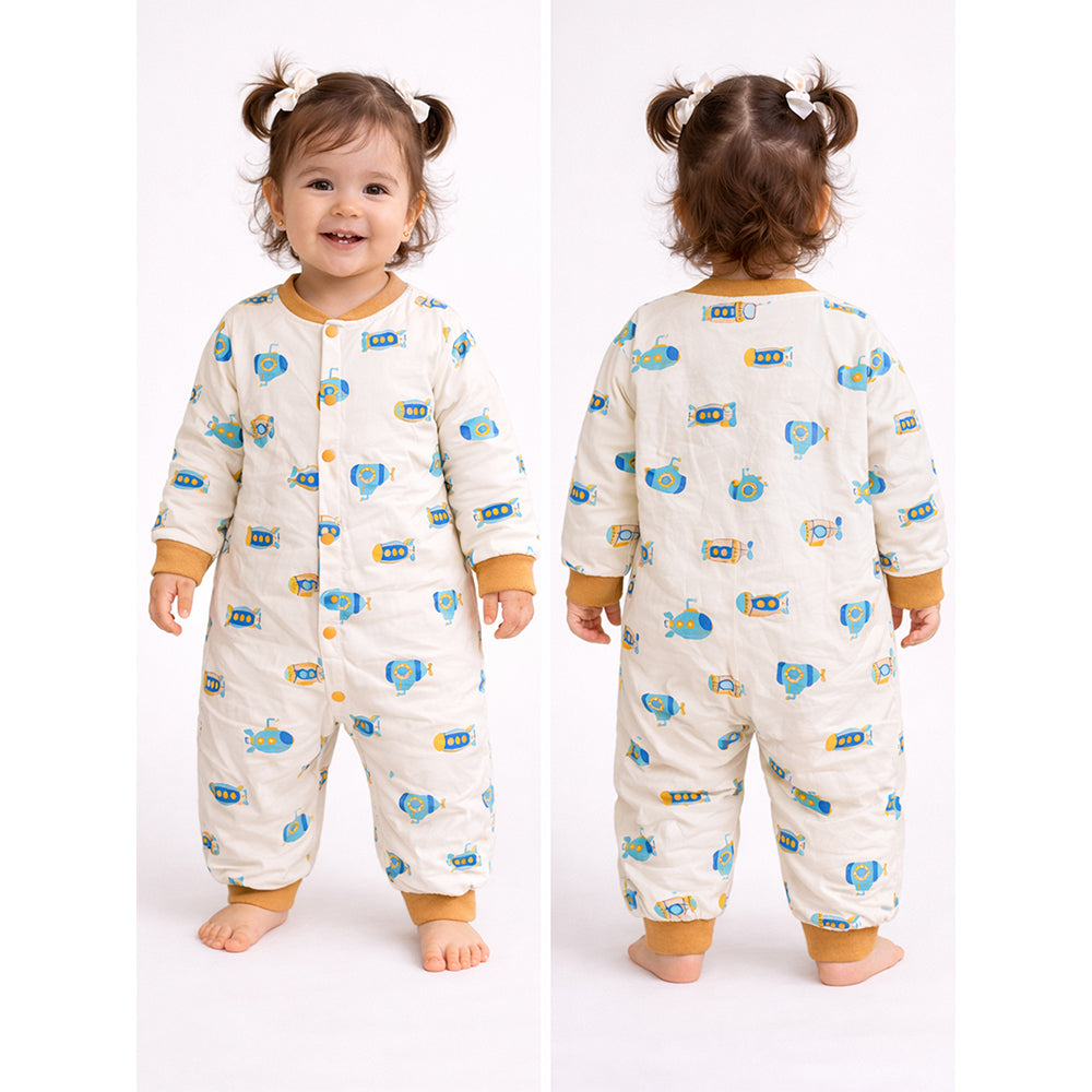 Brown Submarine Full-Sleeve Jumpsuit Romper
