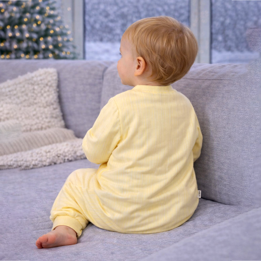 Yellow Cookie Patch Winter Full-Sleeve Jumpsuit Romper