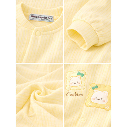 Yellow Cookie Patch Winter Full-Sleeve Jumpsuit Romper