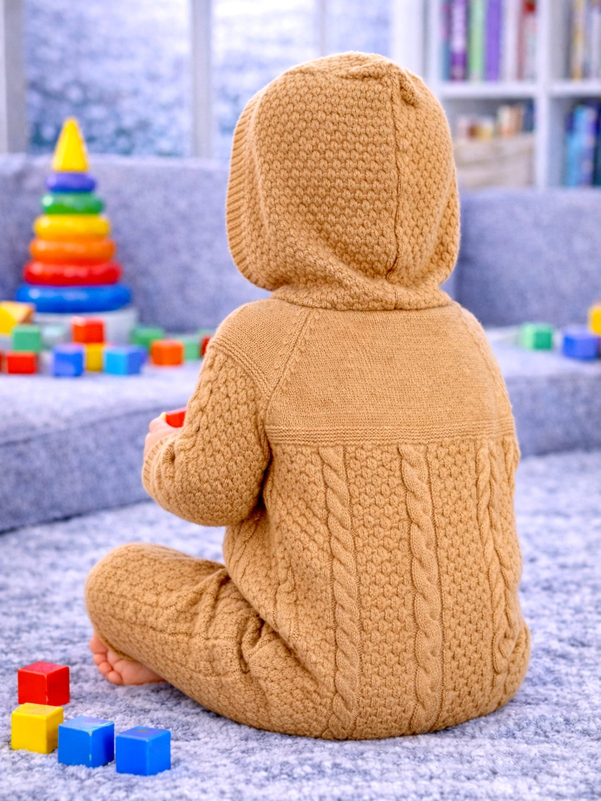 Brown Crown Full-Sleeve Jumpsuit Romper