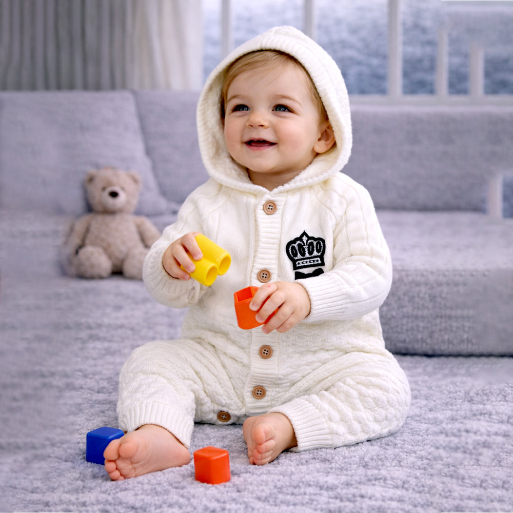 Ivory Crown Full-Sleeve Jumpsuit Winter Romper