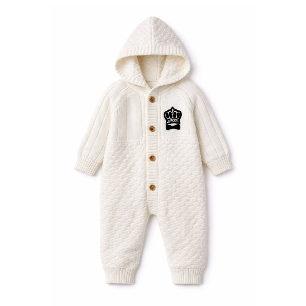 Ivory Crown Full-Sleeve Jumpsuit Winter Romper
