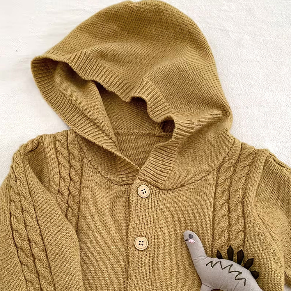Olive Dino Full-Sleeve Jumpsuit Winter Romper