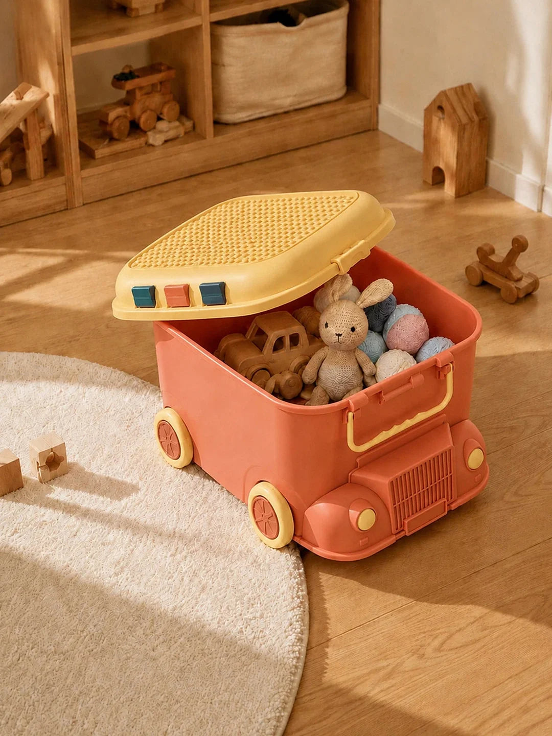 Orange Toy Bus Kids Storage Box