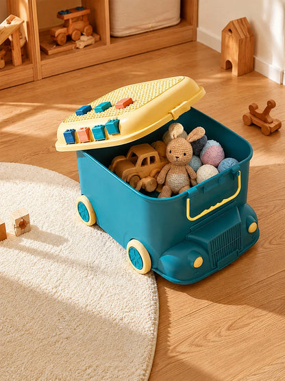 Teal Toy Bus Kids Storage Box