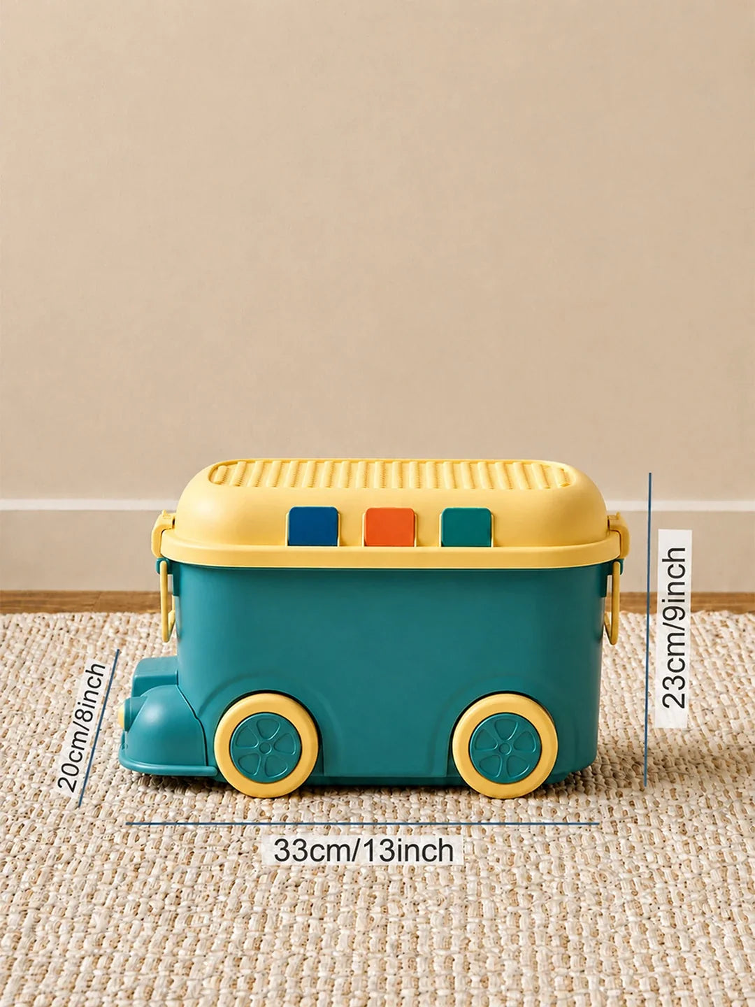 Teal Toy Bus Kids Storage Box