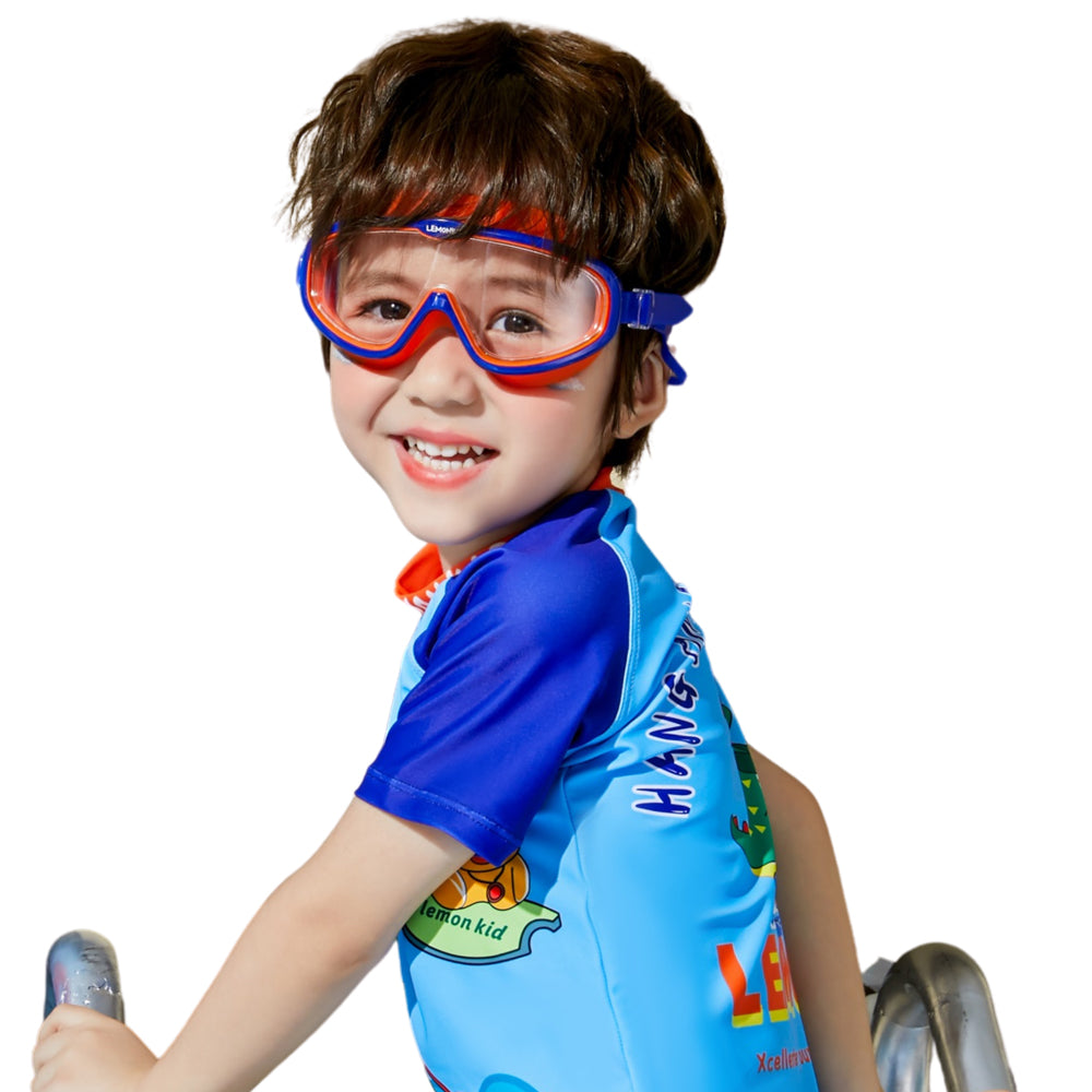 Blue Orange two border Anti-Fog UV Protection Leakproof Design Swim Goggles for Kids,4Years - 10Years - Little Surprise Box