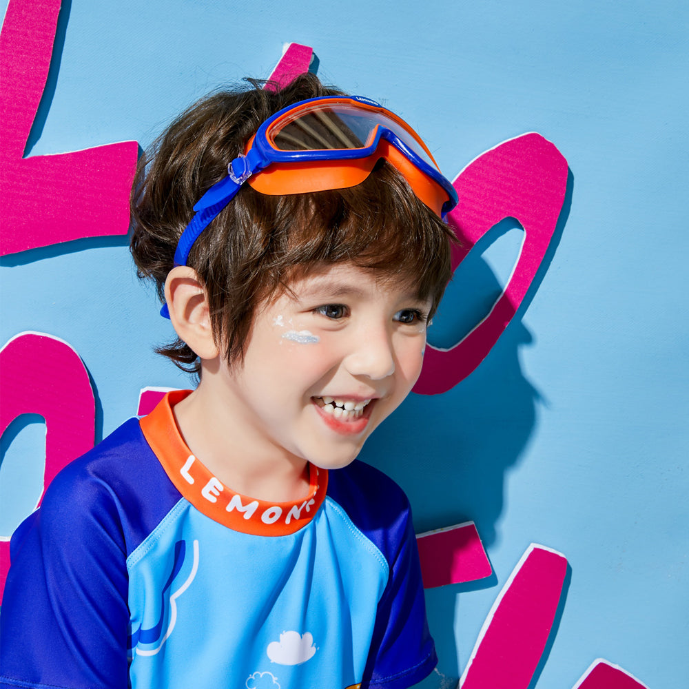 Blue Orange two border Anti-Fog UV Protection Leakproof Design Swim Goggles for Kids,4Years - 10Years - Little Surprise Box
