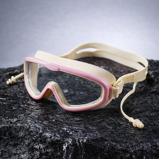 Pink White 2 Border Anti-Fog UV Protection Leakproof Design Swim Goggles for Kids, 4Years - 10Years - Little Surprise Box