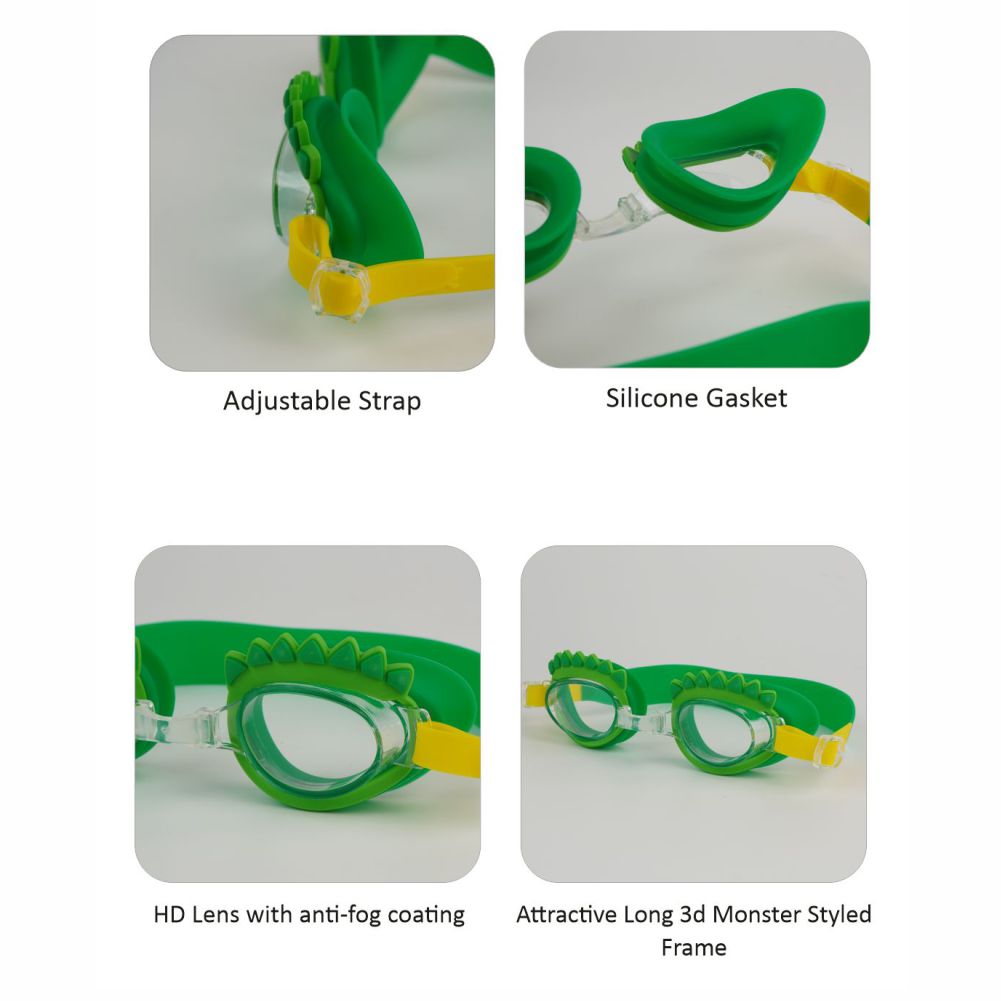 3d Monster Back Anti-Fog UV Protection Leakproof Design Swim Goggles for Kids, 3Years - 8Years - Little Surprise Box