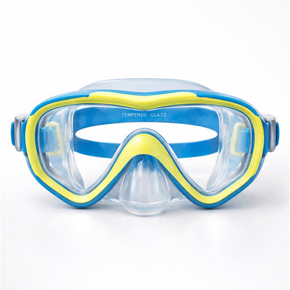 Snorkelling Scuba Diving Mask, Blue Neon Green Anti-Fog underwater snorkelling Goggles for Kids & Adults, 10Years and above