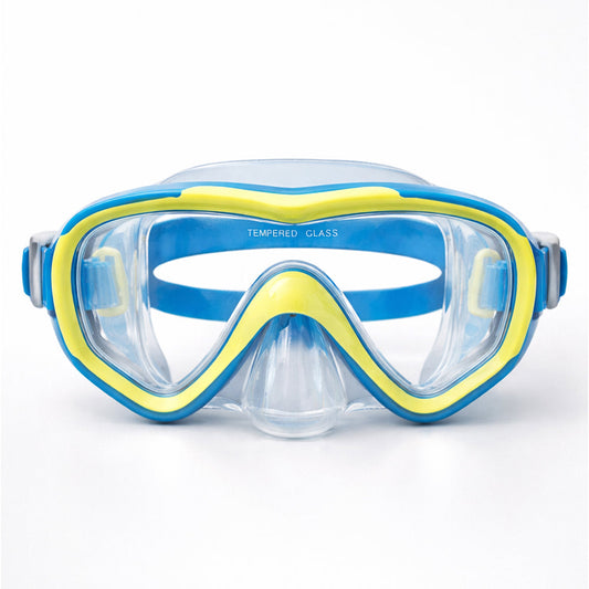 Snorkelling Scuba Diving Mask, Blue Neon Green Anti-Fog underwater snorkelling Goggles for Kids & Adults, 10Years and above
