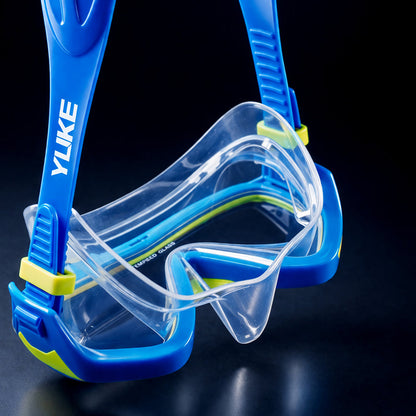 Snorkelling Scuba Diving Mask, Blue Neon Green Anti-Fog underwater snorkelling Goggles for Kids & Adults, 10Years and above