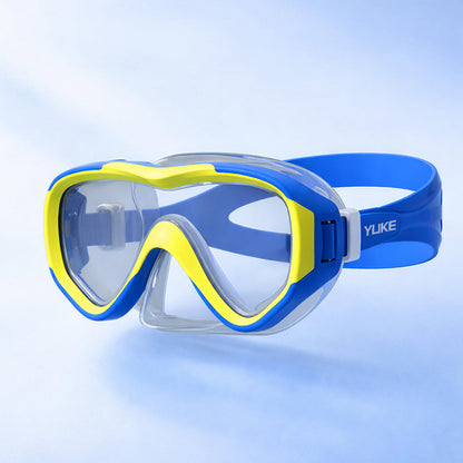 Snorkelling Scuba Diving Mask, Blue Neon Green Anti-Fog underwater snorkelling Goggles for Kids & Adults, 10Years and above