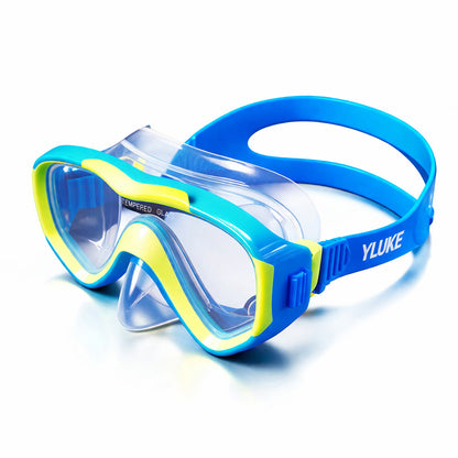 Snorkelling Scuba Diving Mask, Blue Neon Green Anti-Fog underwater snorkelling Goggles for Kids & Adults, 10Years and above