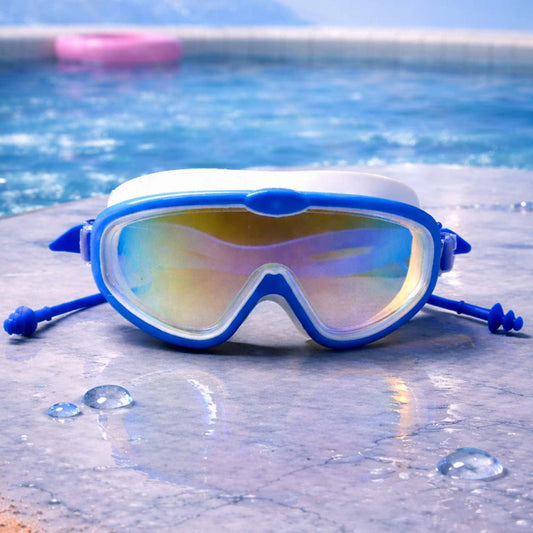 Blue & White Anti-Fog UV Protection Leakproof Swim Goggles for Kids, 7–15 Years - Little Surprise Box