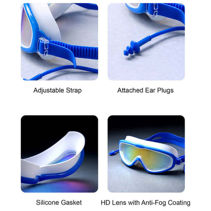 Blue & White Anti-Fog UV Protection Leakproof Swim Goggles for Kids, 7–15 Years - Little Surprise Box