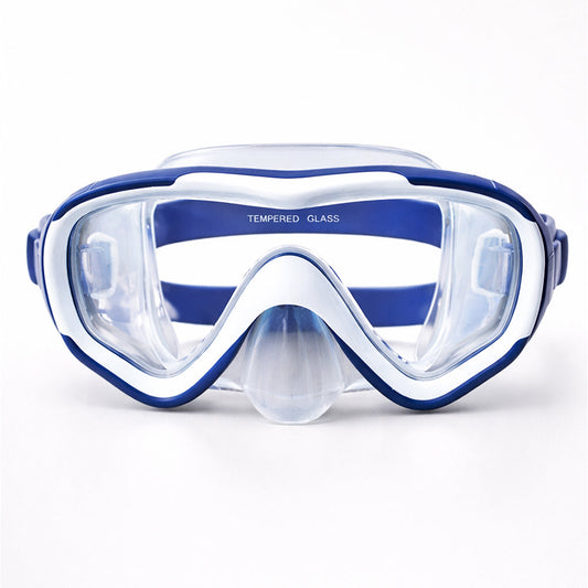 Snorkelling Scuba Diving Mask, Navy Blue Anti-Fog Snorkelling-Style Swim Goggles for Kids & Adults, 10Years and above -