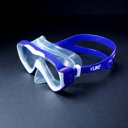 Snorkelling Scuba Diving Mask, Navy Blue Anti-Fog Snorkelling-Style Swim Goggles for Kids & Adults, 10Years and above -