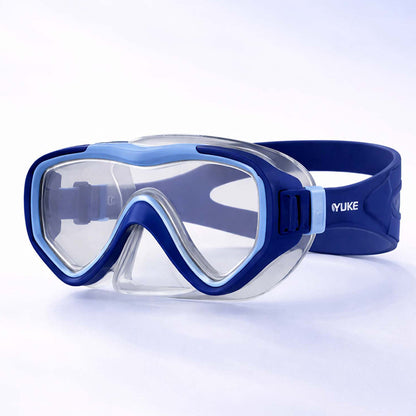 Snorkelling Scuba Diving Mask, Navy Blue Anti-Fog Snorkelling-Style Swim Goggles for Kids & Adults, 10Years and above -