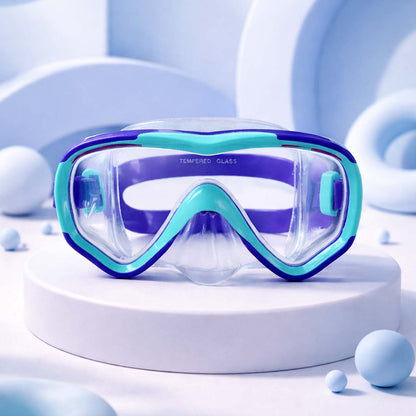Snorkelling Scuba Diving Mask, Purple Blue Anti-Fog Snorkelling-Style Swim Goggles for Kids, for Kids & Adults, 10Years and