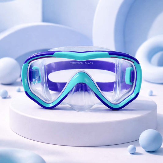 Snorkelling Scuba Diving Mask, Purple Blue Anti-Fog Snorkelling-Style Swim Goggles for Kids, for Kids & Adults, 10Years and