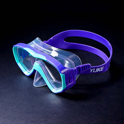 Snorkelling Scuba Diving Mask, Purple Blue Anti-Fog Snorkelling-Style Swim Goggles for Kids, for Kids & Adults, 10Years and