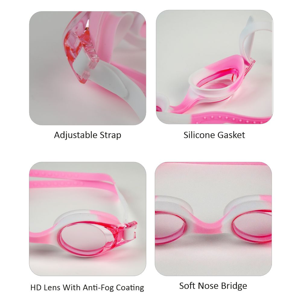Tie Dye White with Pink Anti-Fog UV Protection Leakproof Design Swim Goggles for Kids, 1Year - 4Years - Little Surprise Box