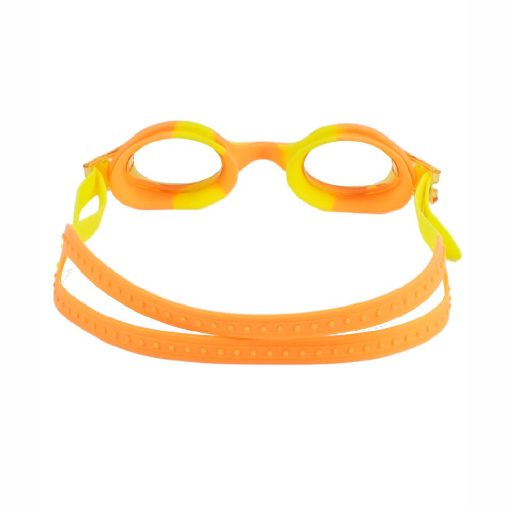 Tie Dye Yellow Blend with Orange Anti-Fog UV Protection Leakproof Design Swim Goggles for Kids, 1Year - 4Years - Little