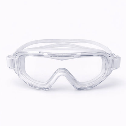 White 3 dash Glass panel styled Anti-Fog UV Protection Leakproof design Swim Goggles for 12 Years + & Adults - Little