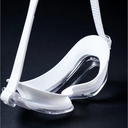 White 3 dash Glass panel styled Anti-Fog UV Protection Leakproof design Swim Goggles for 12 Years + & Adults - Little