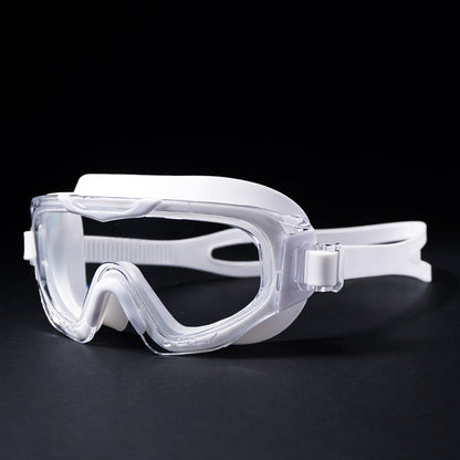 White 3 dash Glass panel styled Anti-Fog UV Protection Leakproof design Swim Goggles for 12 Years + & Adults - Little