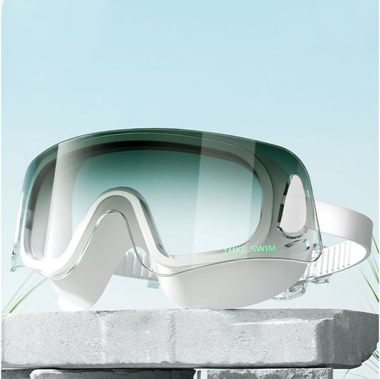 White with Green Ombre shaded Anti-Fog UV Protection Leakproof design Swim Goggles for Adults - Little Surprise Box