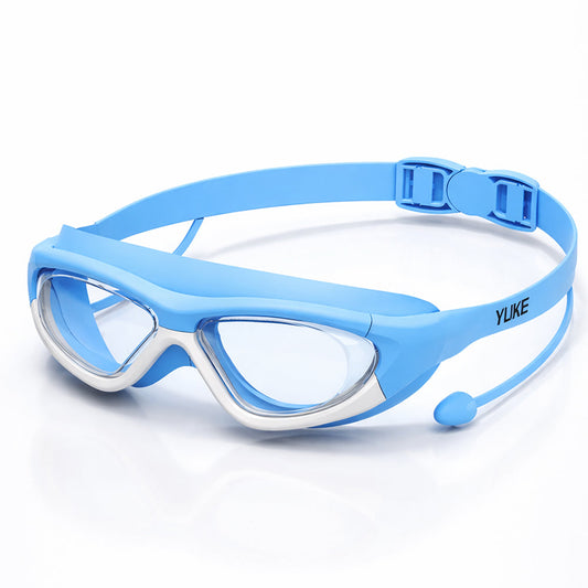 Blue Bordered White Anti-Fog UV Protection Leakproof Design Swim Goggles for Kids, 5Years - 10Years - Little Surprise Box