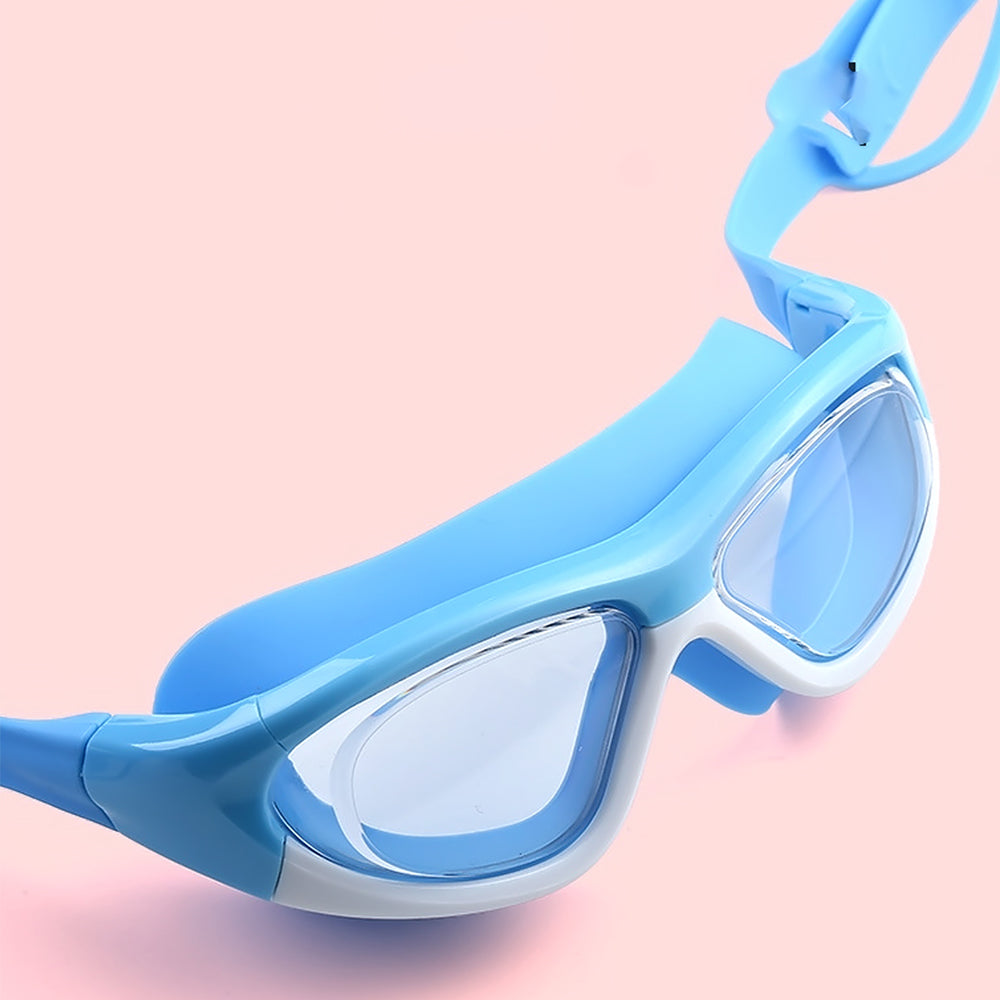 Blue Bordered White Anti-Fog UV Protection Leakproof Design Swim Goggles for Kids, 5Years - 10Years - Little Surprise Box