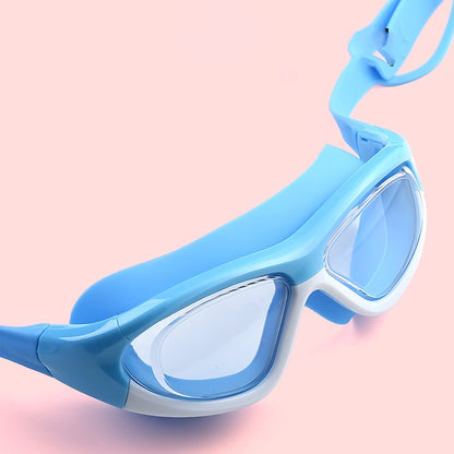 Blue Bordered White Anti-Fog UV Protection Leakproof Design Swim Goggles for Kids, 5Years - 10Years - Little Surprise Box