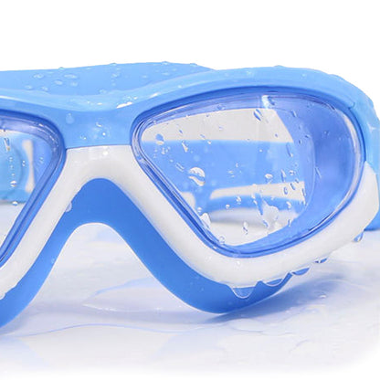 Blue Bordered White Anti-Fog UV Protection Leakproof Design Swim Goggles for Kids, 5Years - 10Years - Little Surprise Box
