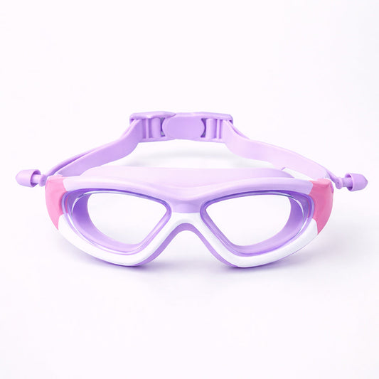 White Bordered Purple Anti-Fog UV Protection Leakproof Design Swim Goggles for Kids, 5Years - 10Years - Little Surprise Box
