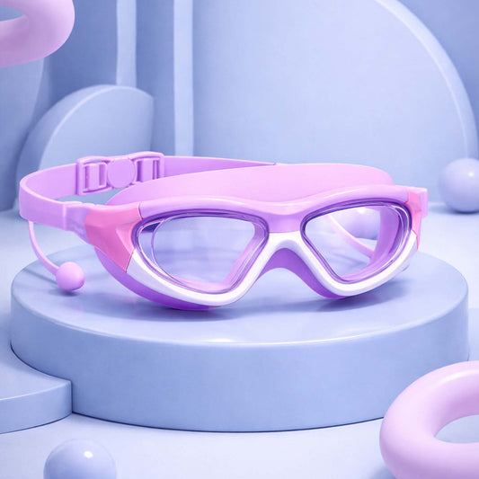 White Bordered Purple Anti-Fog UV Protection Leakproof Design Swim Goggles for Kids, 5Years - 10Years - Little Surprise Box