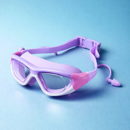 White Bordered Purple Anti-Fog UV Protection Leakproof Design Swim Goggles for Kids, 5Years - 10Years - Little Surprise Box