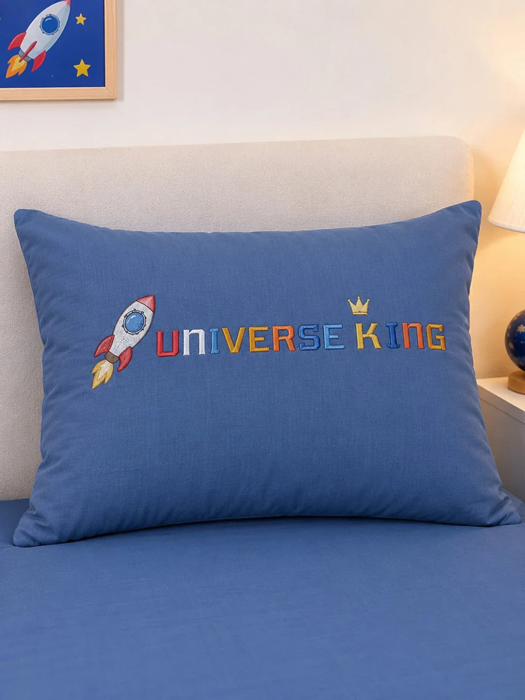 4 Pcs Space Theme Embroidered Single Bed Bedding Set