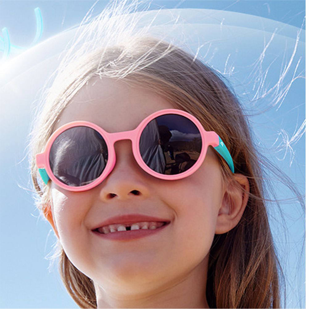 Pink Frame with Teal Arms, Anti Ultraviolet Girls Sunglasses for Toddlers with Hardcase Storage - Little Surprise Box