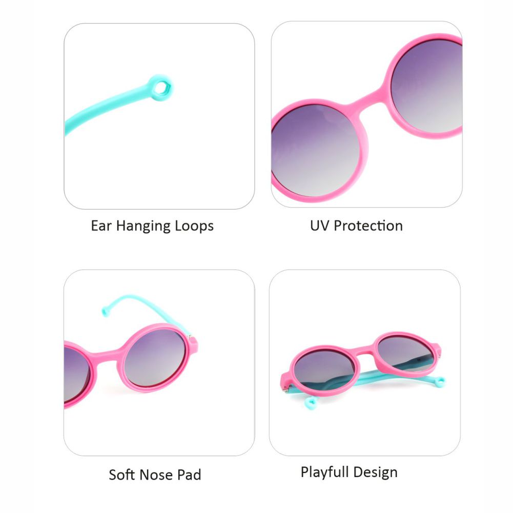 Pink Frame with Teal Arms, Anti Ultraviolet Girls Sunglasses for Toddlers with Hardcase Storage - Little Surprise Box