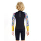 Dive 2-Piece set Black & Yellow Stamps Front-Zip Jacket Printed with Knee Length Shorts, 2.5mm Neoprene Kids Swimsuit with
