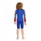 Dive 2-Piece set, Cobalt & Red Stamps Front-Zip Jacket with Knee Length Shorts, 2.5mm Neoprene Kids Swimsuit with Free