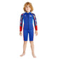 Dive 2-Piece set, Cobalt & Red Stamps Front-Zip Jacket with Knee Length Shorts, 2.5mm Neoprene Kids Swimsuit with Free