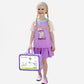 2 Pcs Top & Skort Set Purple "Home Painter" Rabbit Print UPF 50+ Swimwear with Matching Swim Cap for Girls With Free Wash