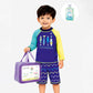 2 Pcs 4 Fishes Blue & Yellow T-shirt & Shorts Set, Toddlers & Kids Swimwear with Free Wash Bag & Free Swim Detergent -