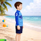 2 Pcs Anchor Fish, T-shirt & Shorts Set, Toddlers & Kids Swimwear with Free Wash Bag & Free Swim Detergent - Little